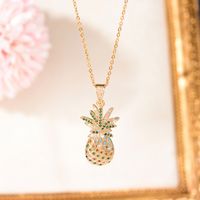 Cute Pineapple Copper Plating Inlay Zircon 18k Gold Plated Necklace main image 5