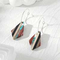 1 Pair Vintage Style Color Block Wood Resin Drop Earrings sku image 4