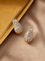 1 Pair Elegant Luxurious Queen Water Droplets Plating Inlay Alloy Artificial Gemstones Gold Plated Ear Studs main image 3