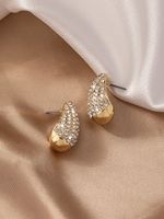 1 Pair Elegant Luxurious Queen Water Droplets Plating Inlay Alloy Artificial Gemstones Gold Plated Ear Studs main image 5