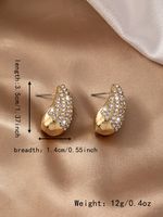 1 Pair Elegant Luxurious Queen Water Droplets Plating Inlay Alloy Artificial Gemstones Gold Plated Ear Studs main image 2