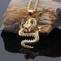 Basic Dragon Titanium Steel 18K Gold Plated Men's Necklace main image 8