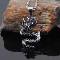 Basic Dragon Titanium Steel 18K Gold Plated Men's Necklace main image 7