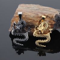 Basic Dragon Titanium Steel 18K Gold Plated Men's Necklace main image 4