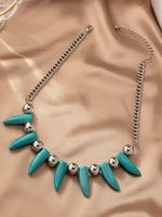 Retro Geometric Alloy Turquoise Beaded Plating Gold Plated Women's Necklace sku image 1