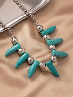 Retro Geometric Alloy Turquoise Beaded Plating Gold Plated Women's Necklace main image 4