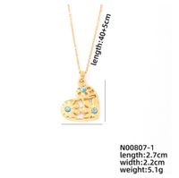 304 Stainless Steel K Gold Plated IG Style Simple Style Plating Inlay Heart Shape Turquoise Necklace Pendant main image 2