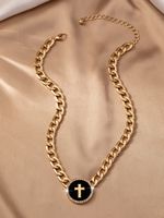 Ig Style Simple Style Cross Alloy Enamel Plating Inlay Rhinestones Gold Plated Women's Necklace main image 6