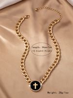 Ig Style Simple Style Cross Alloy Enamel Plating Inlay Rhinestones Gold Plated Women's Necklace main image 2