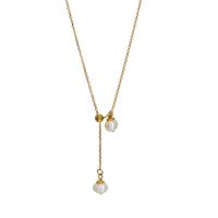 Acero Inoxidable 304 Perlas De Agua Dulce Chapados en oro de 18k Elegante Romántico Enchapado Color Sólido Collar Colgante sku image 1