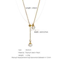 304 Stainless Steel Freshwater Pearl 18K Gold Plated Elegant Romantic Plating Solid Color Pendant Necklace main image 2
