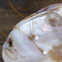 Acero Inoxidable 304 Perlas De Agua Dulce Chapados en oro de 18k Elegante Romántico Enchapado Color Sólido Collar Colgante main image 3