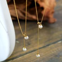 304 Stainless Steel Freshwater Pearl 18K Gold Plated Elegant Romantic Plating Solid Color Pendant Necklace main image 1