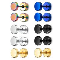 1 Set Casual Simple Style Round Solid Color Stainless Steel Ear Studs main image 3