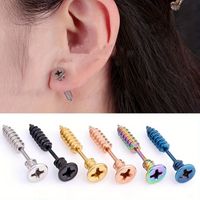 1 Piece Hip-hop Exaggerated Punk Solid Color Stainless Steel Ear Studs main image 1