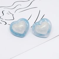 1 Pair Cute Heart Shape Resin Ear Studs main image 5