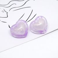 1 Pair Cute Heart Shape Resin Ear Studs sku image 4