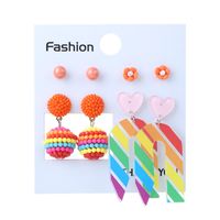 Wholesale Jewelry Cute Simple Style Flower Pencil Arylic Alloy Drop Earrings main image 6