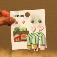 Wholesale Jewelry Cute Simple Style Flower Pencil Arylic Alloy Drop Earrings main image 3