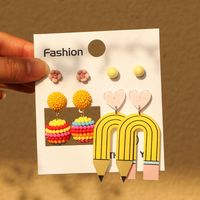 Wholesale Jewelry Cute Simple Style Flower Pencil Arylic Alloy Drop Earrings main image 5