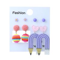 Wholesale Jewelry Cute Simple Style Flower Pencil Arylic Alloy Drop Earrings sku image 5