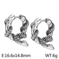 1 Pair Basic Animal Titanium Steel Hoop Earrings sku image 2