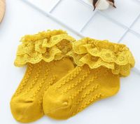 Girl's Cute Pastoral Solid Color Cotton Mesh Ankle Socks 1 Piece sku image 6