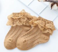 Girl's Cute Pastoral Solid Color Cotton Mesh Ankle Socks 1 Piece sku image 11