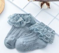 Girl's Cute Pastoral Solid Color Cotton Mesh Ankle Socks 1 Piece sku image 16