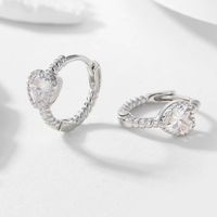 1 Pair Elegant Cute Sweet Heart Shape Inlay Sterling Silver Zircon Earrings main image 6