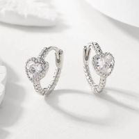 1 Pair Elegant Cute Sweet Heart Shape Inlay Sterling Silver Zircon Earrings main image 4