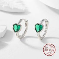1 Pair Elegant Cute Sweet Heart Shape Inlay Sterling Silver Zircon Earrings main image 8