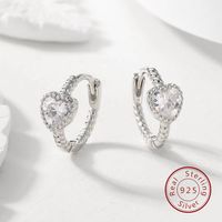 1 Pair Elegant Cute Sweet Heart Shape Inlay Sterling Silver Zircon Earrings main image 9