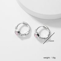1 Pair Elegant Cute Sweet Heart Shape Inlay Sterling Silver Zircon Earrings main image 2