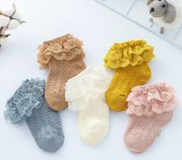 Girl's Cute Pastoral Solid Color Cotton Mesh Ankle Socks 1 Piece main image 5