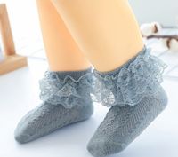 Girl's Cute Pastoral Solid Color Cotton Mesh Ankle Socks 1 Piece main image 4
