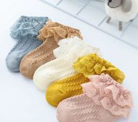 Girl's Cute Pastoral Solid Color Cotton Mesh Ankle Socks 1 Piece main image 2