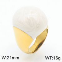 Titanium Steel 18K Gold Plated Simple Style Enamel Plating Round Rings main image 2
