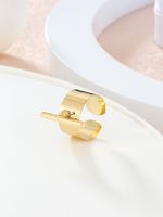 304 Stainless Steel 14K Gold Plated Vintage Style Plating Solid Color Open Rings main image 7