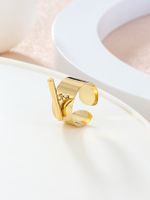 304 Stainless Steel 14K Gold Plated Vintage Style Plating Solid Color Open Rings main image 9