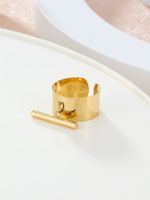 304 Stainless Steel 14K Gold Plated Vintage Style Plating Solid Color Open Rings main image 8