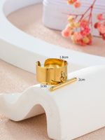 304 Stainless Steel 14K Gold Plated Vintage Style Plating Solid Color Open Rings main image 3