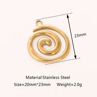 1 Piece 304 Stainless Steel 18K Gold Plated Swirl Pattern Pendant main image 2