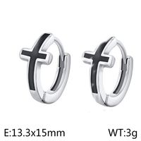 1 Pair Basic Cross Enamel Titanium Steel Ear Studs sku image 2
