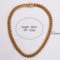 304 Stainless Steel 18K Gold Plated Hip-Hop Rock Plating Solid Color Necklace main image 2