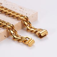 304 Stainless Steel 18K Gold Plated Hip-Hop Rock Plating Solid Color Necklace main image 4