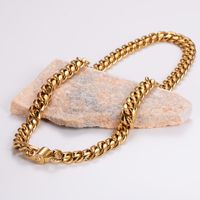 304 Stainless Steel 18K Gold Plated Hip-Hop Rock Plating Solid Color Necklace main image 5