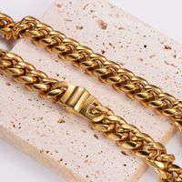 304 Stainless Steel 18K Gold Plated Hip-Hop Rock Plating Solid Color Necklace main image 1