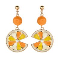 1 Pair Sweet Orange Enamel Plating Inlay Copper Zircon 18k Gold Plated Drop Earrings main image 4