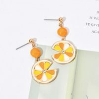 1 Pair Sweet Orange Enamel Plating Inlay Copper Zircon 18k Gold Plated Drop Earrings main image 2
